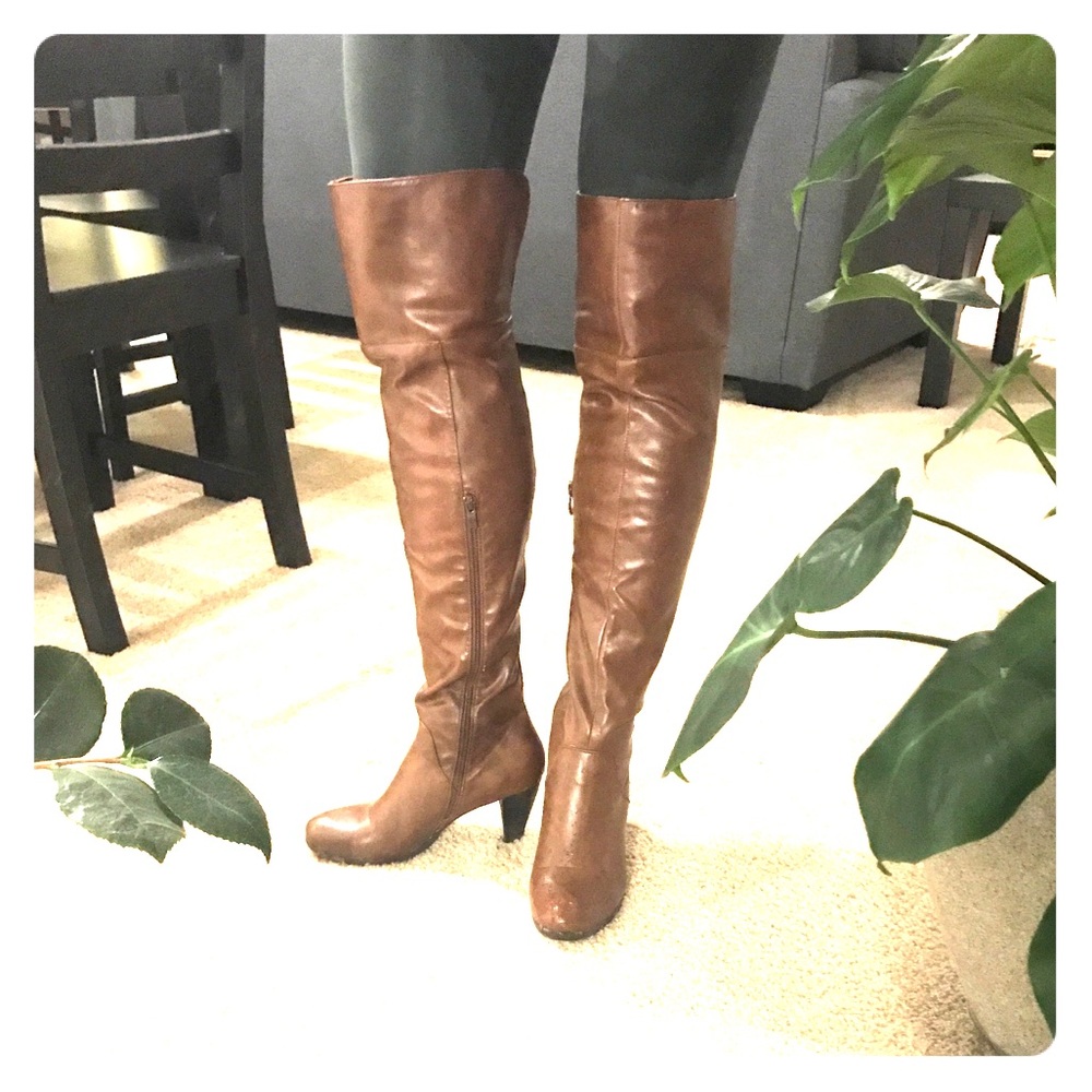 Brown over the knee boots